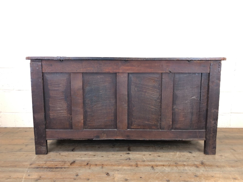 Antique 18th Century Oak Coffer with Panel Front View XIV