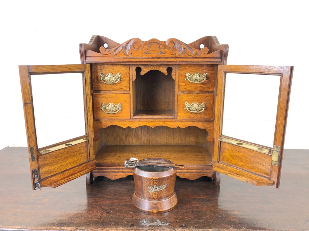 Antique Edwardian Oak Smoker’s Cabinet View III