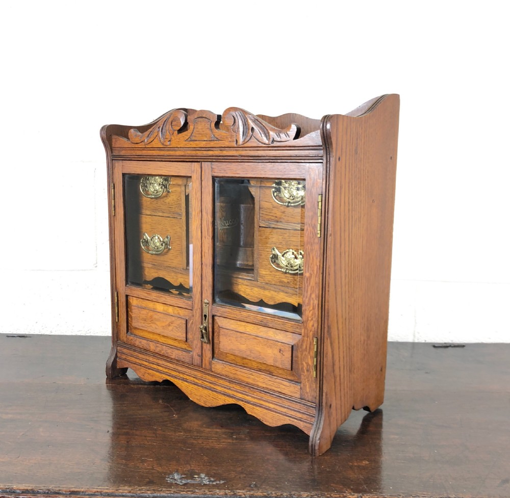Antique Edwardian Oak Smoker’s Cabinet