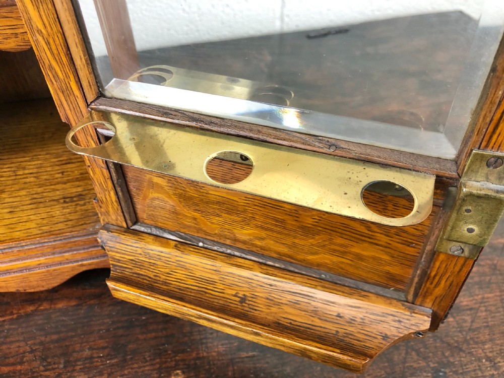 Antique Edwardian Oak Smoker’s Cabinet View VIII