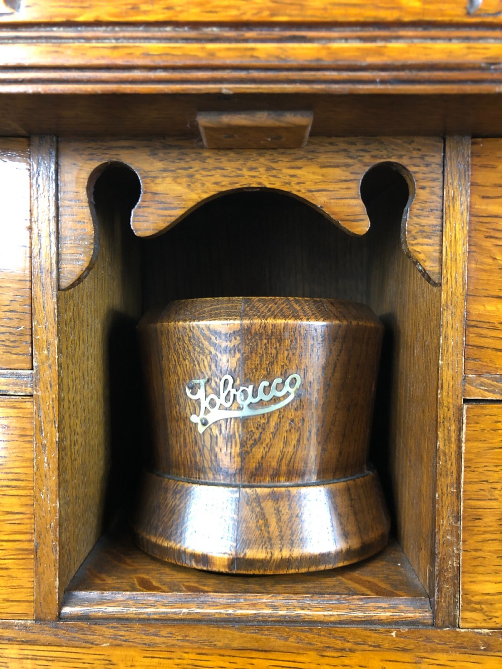 Antique Edwardian Oak Smoker’s Cabinet View XI