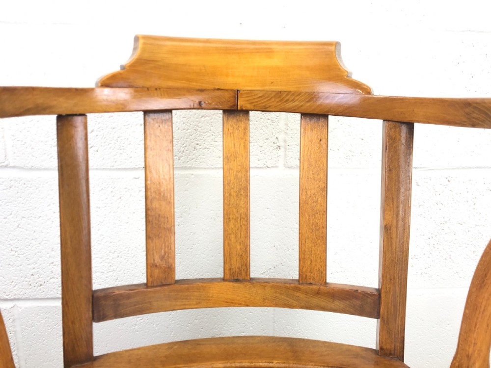 Early 20th Century Beech Smoker’s Armchair with Pokerwork Seat View V