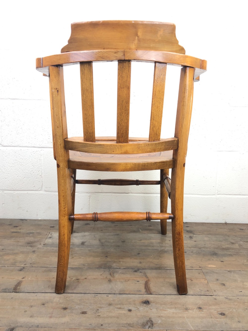 Early 20th Century Beech Smoker’s Armchair with Pokerwork Seat View X