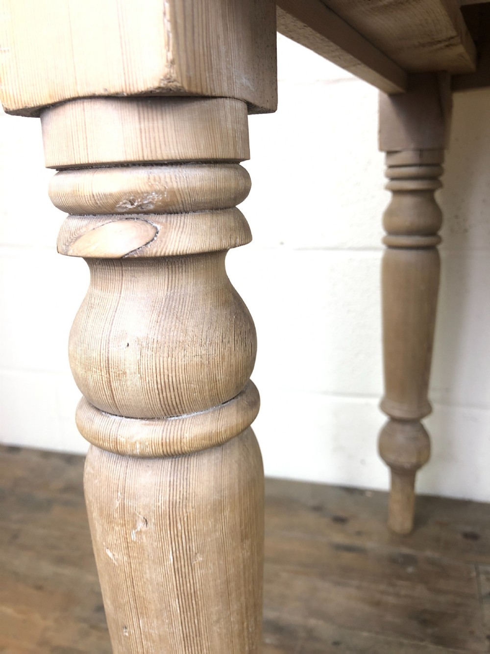 Antique Pine Two Drawer Farmhouse Kitchen Table View VIII