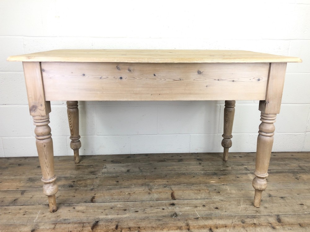 Antique Pine Two Drawer Farmhouse Kitchen Table View X