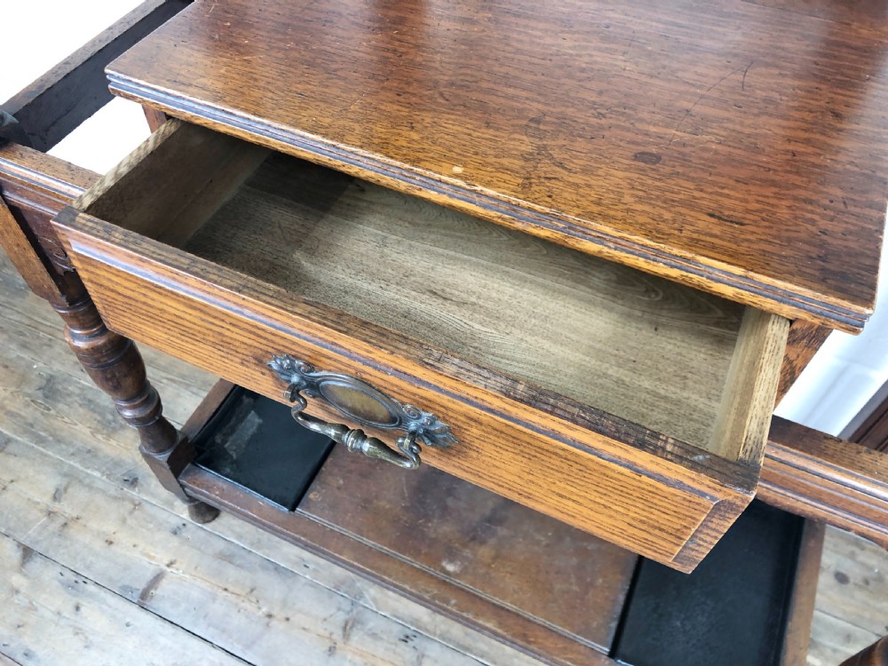 Antique Oak Hall Stand with Mirror  View III