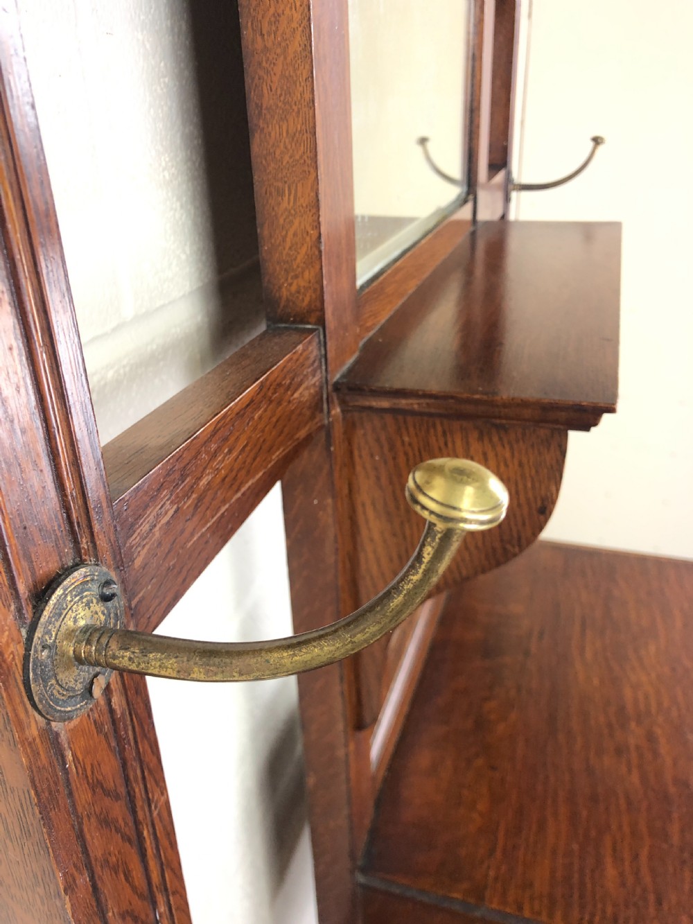 Antique Oak Hall Stand with Mirror  View V