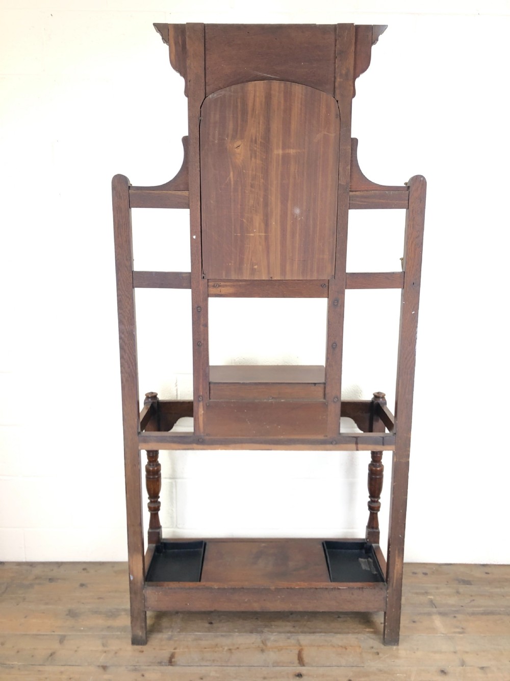 Antique Oak Hall Stand with Mirror  View XVI