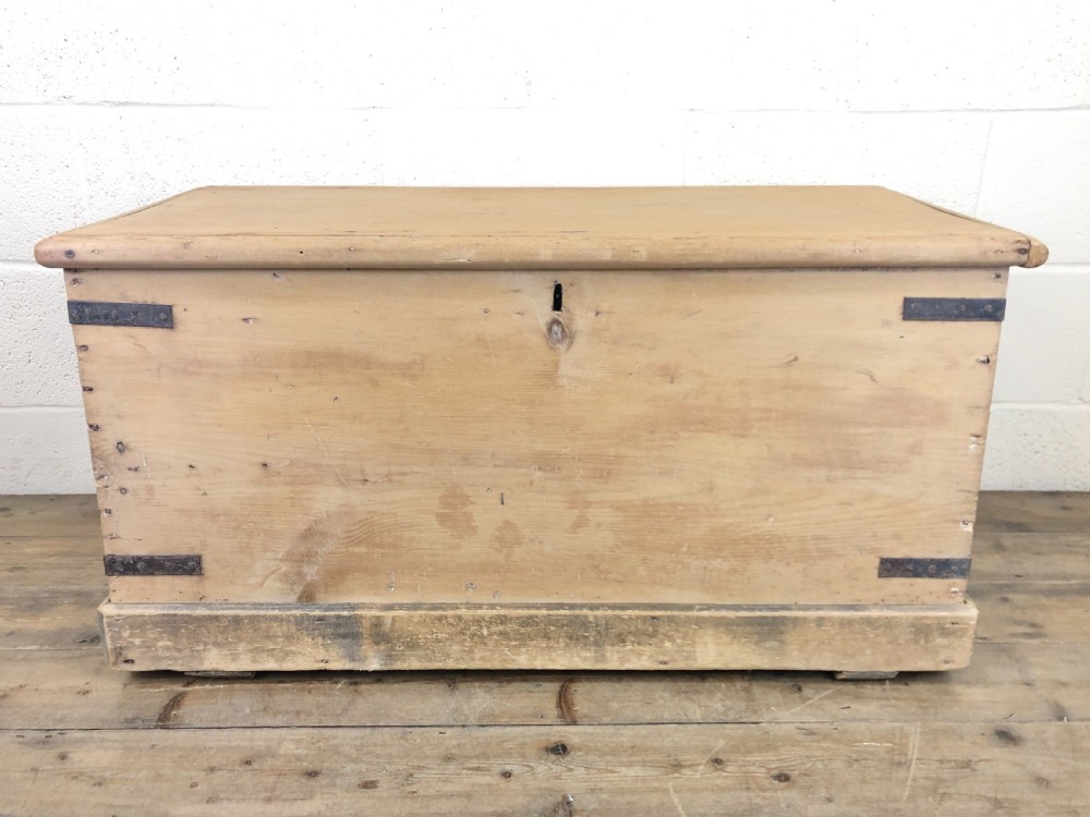 19th Century Antique Pine Sea Trunk or Sea Chest