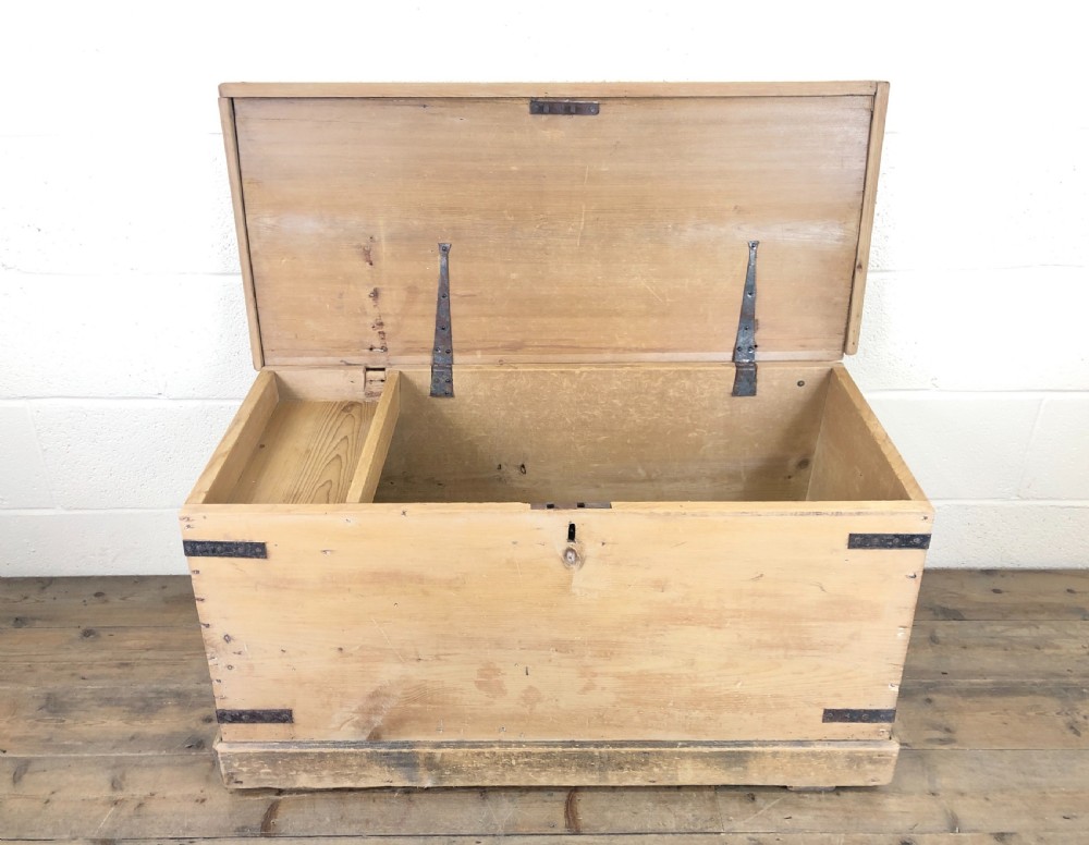 19th Century Antique Pine Sea Trunk or Sea Chest View IV