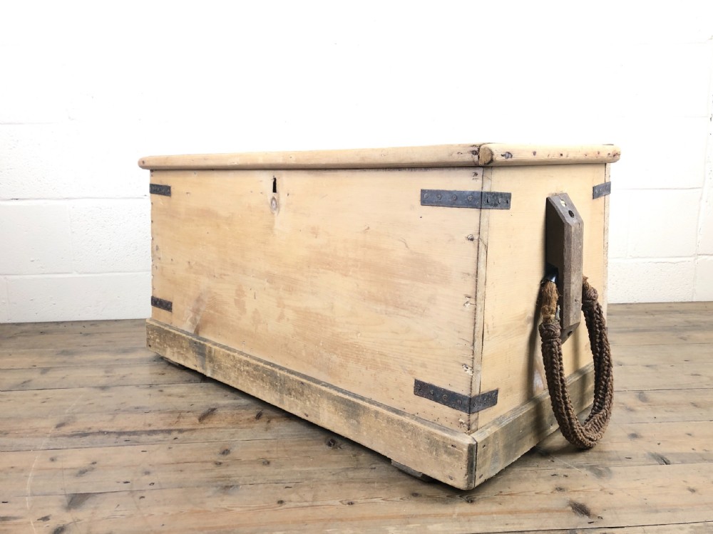 19th Century Antique Pine Sea Trunk or Sea Chest View X