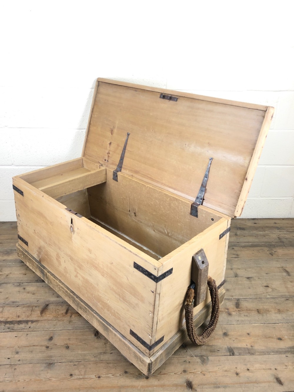 19th Century Antique Pine Sea Trunk or Sea Chest View XII