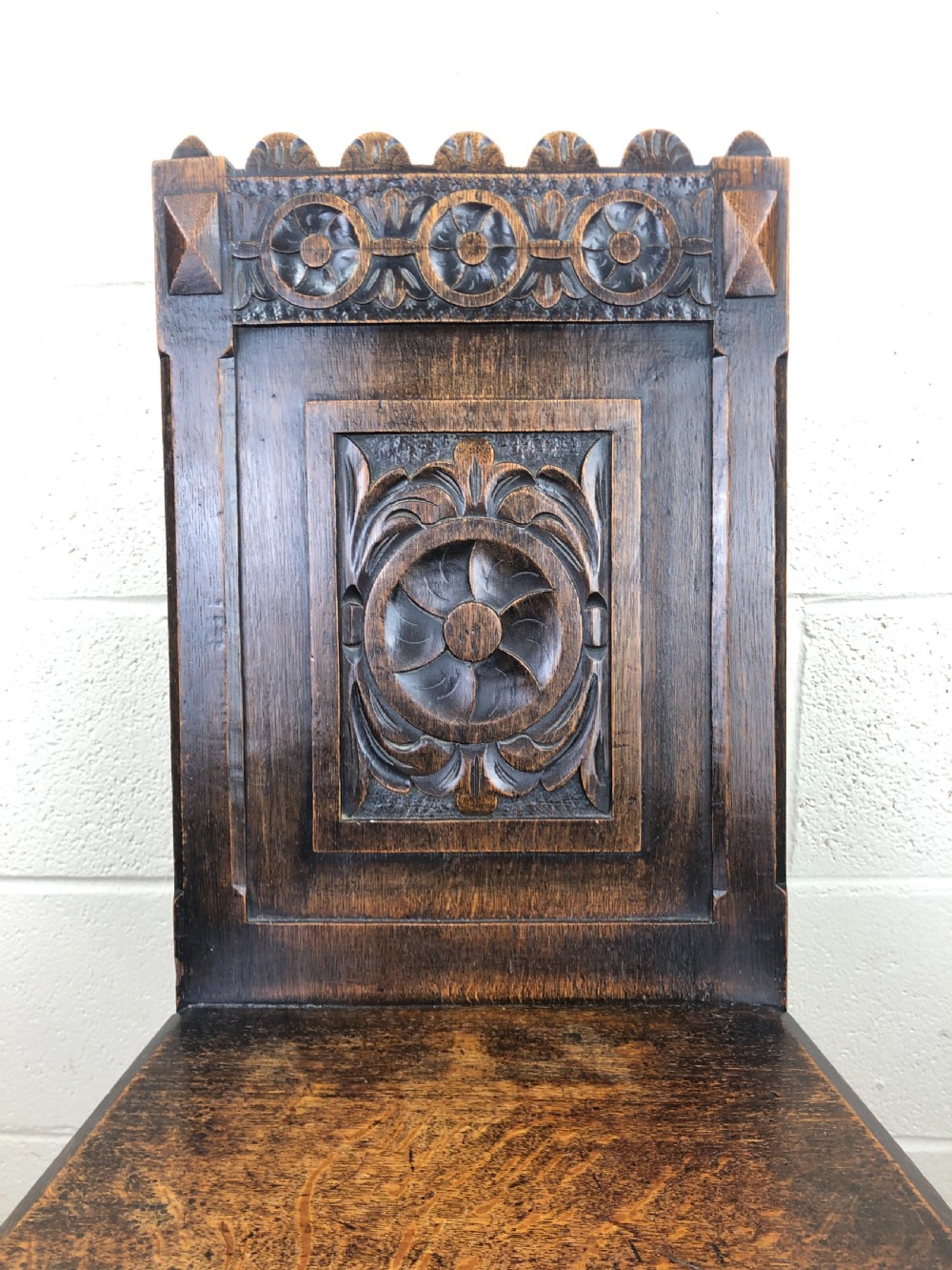 19th Century Carved Oak Hall Chair  View IV
