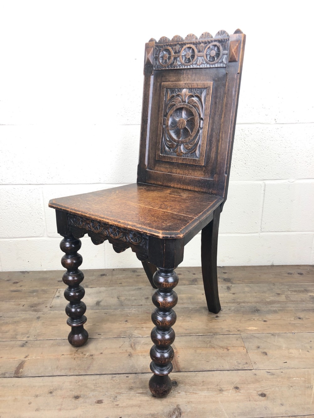 19th Century Carved Oak Hall Chair  View IX