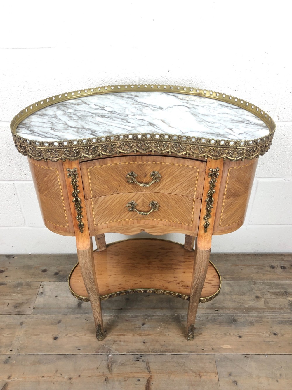 Antique French Kingwood Kidney Shaped Bedside Cabinet View II
