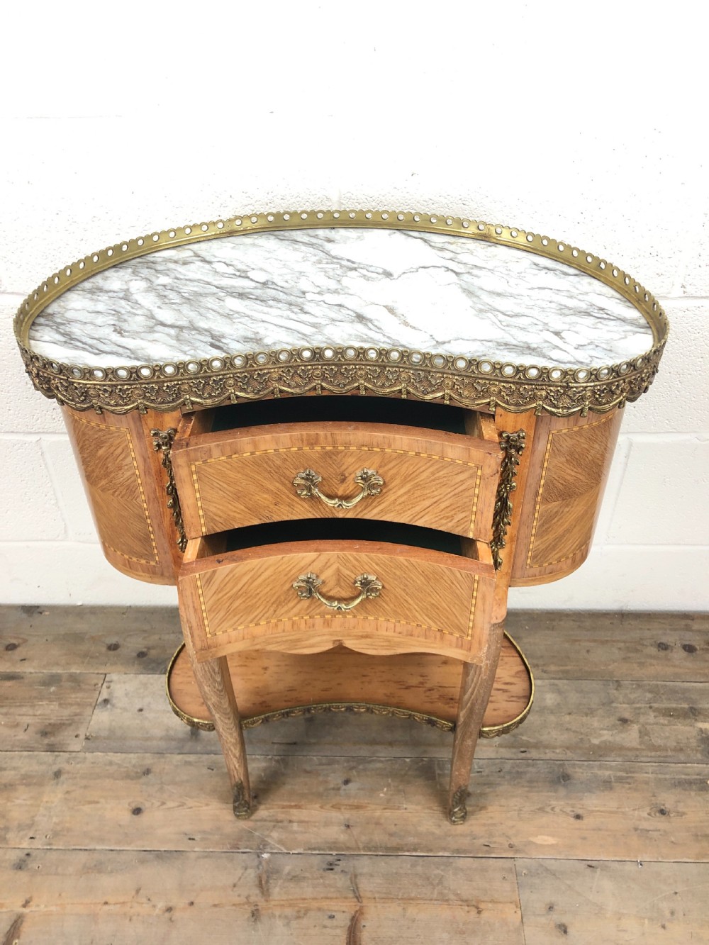 Antique French Kingwood Kidney Shaped Bedside Cabinet View III