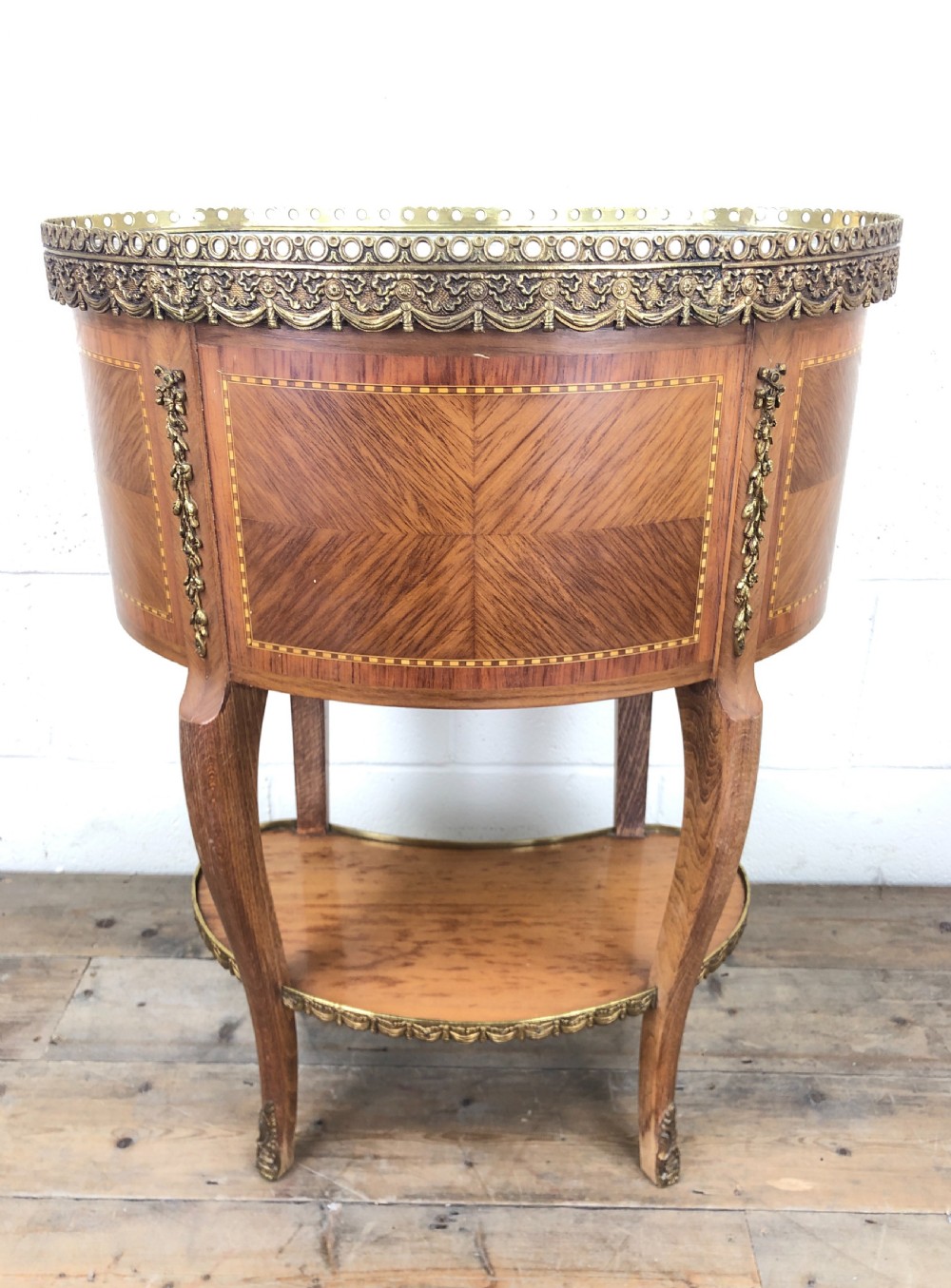 Antique French Kingwood Kidney Shaped Bedside Cabinet View XV