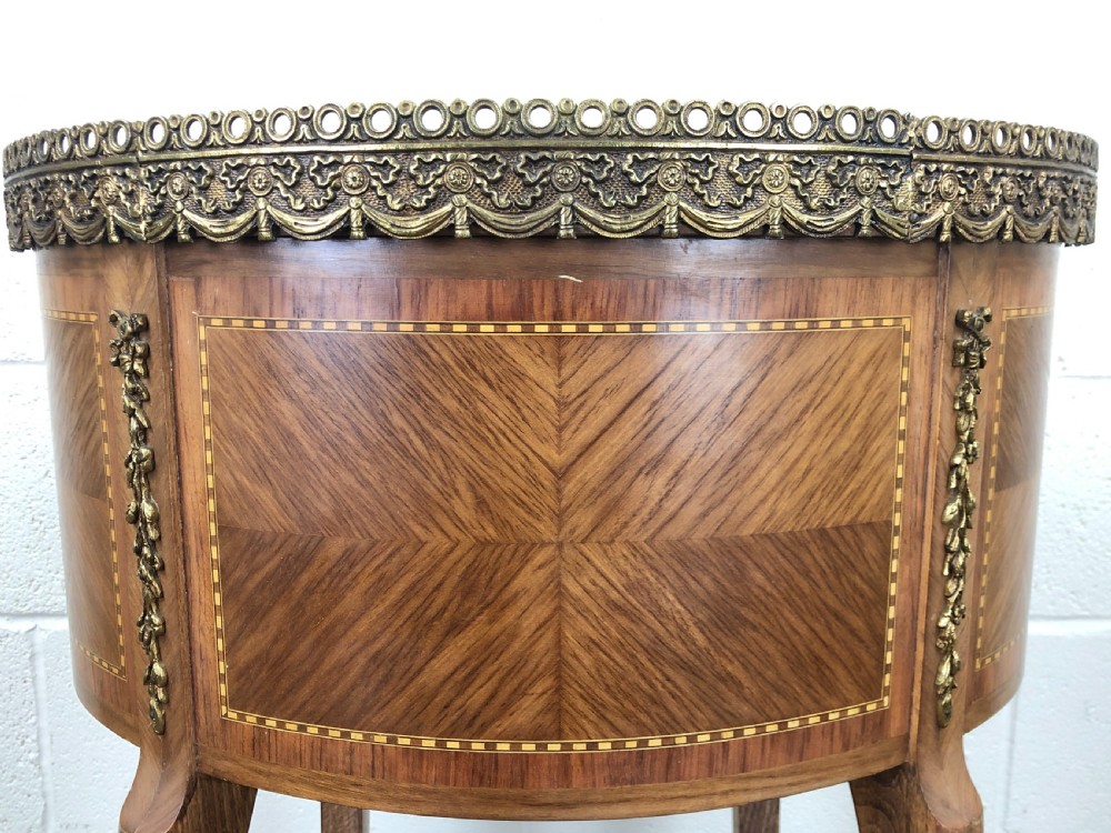 Antique French Kingwood Kidney Shaped Bedside Cabinet View XVI