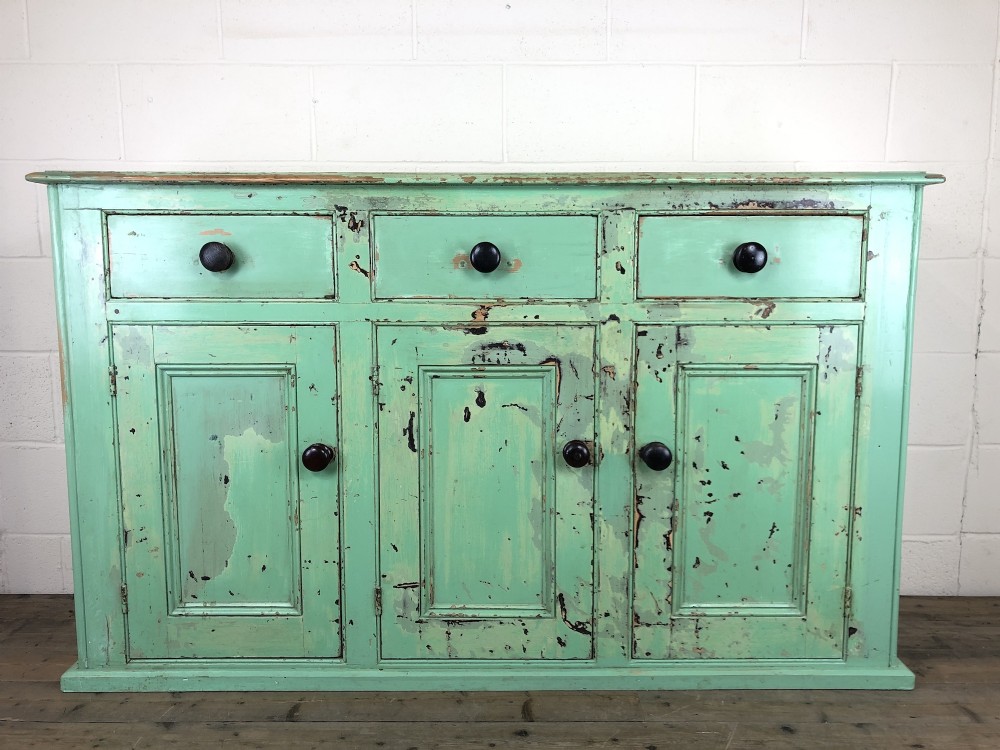 Victorian Antique Pine Painted Dresser Base Sideboard
