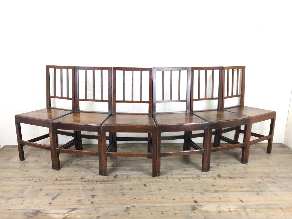 Set of Six 19th Century Welsh Oak Farmhouse Chairs