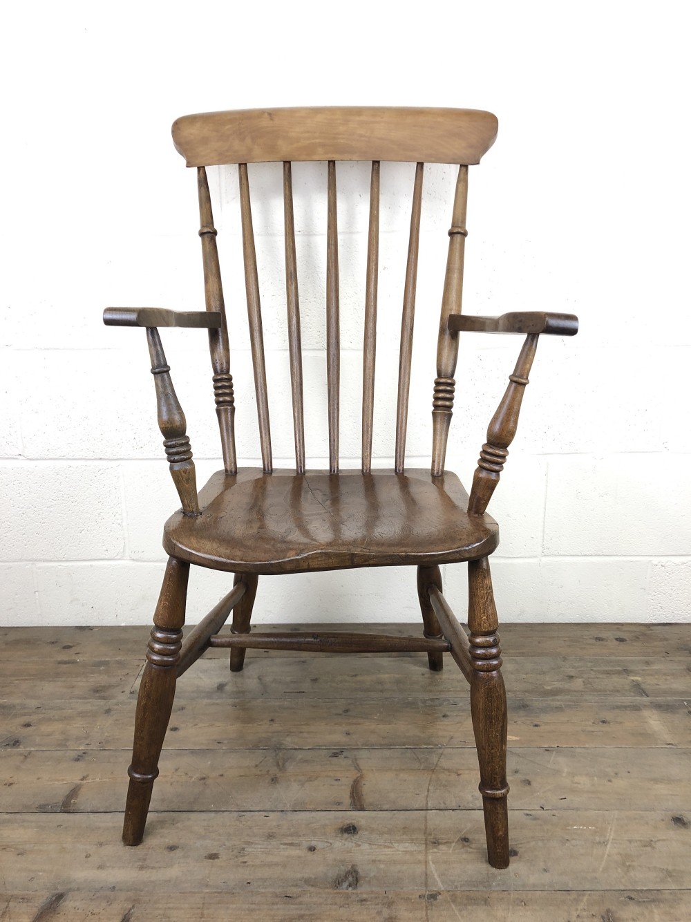 Antique 19th Century Beech and Elm Windsor Armchair