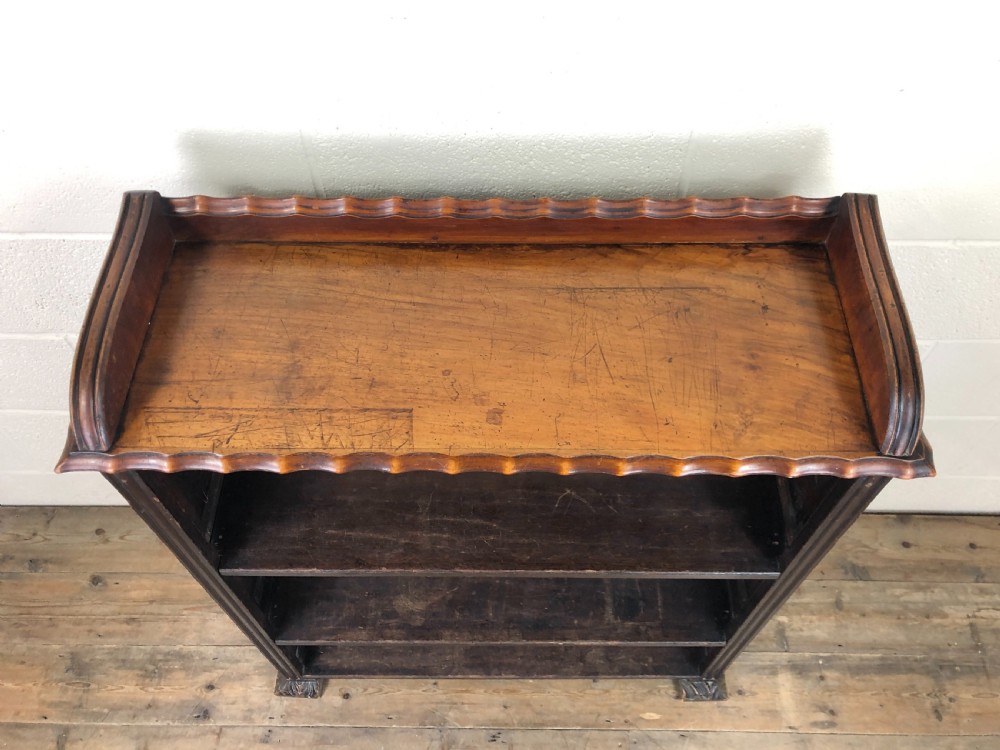 Victorian Walnut Open Bookcase with Gallery Top View III