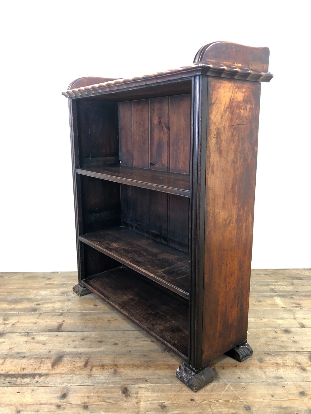 Victorian Walnut Open Bookcase with Gallery Top View VIII