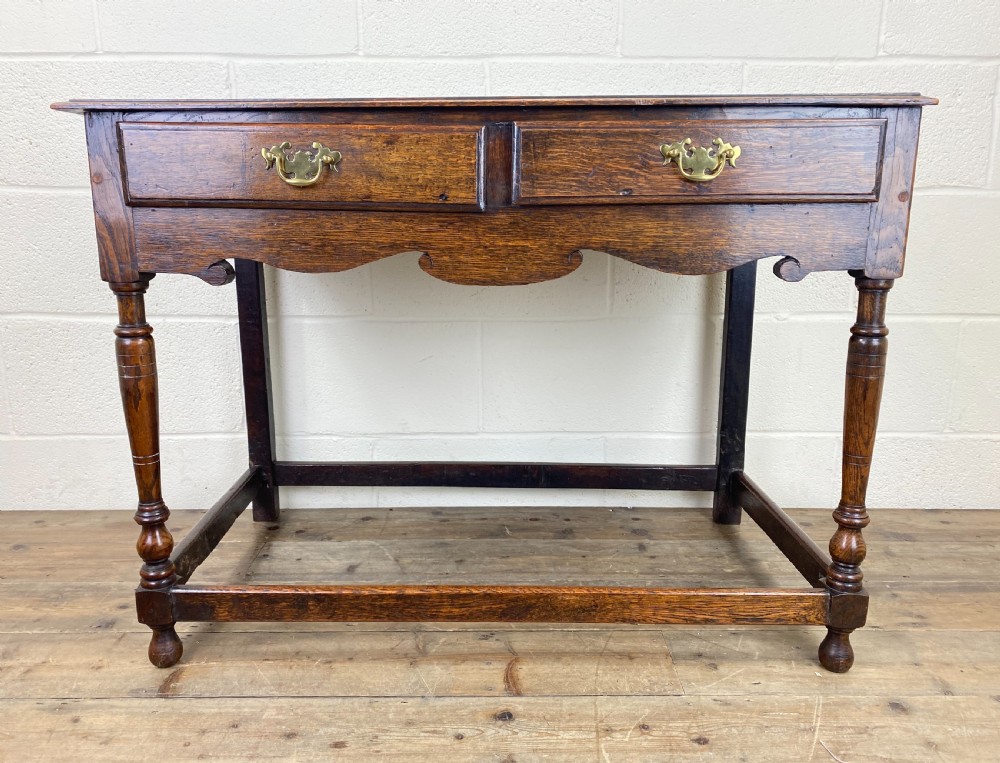 Antique Oak Two Drawer Side Table