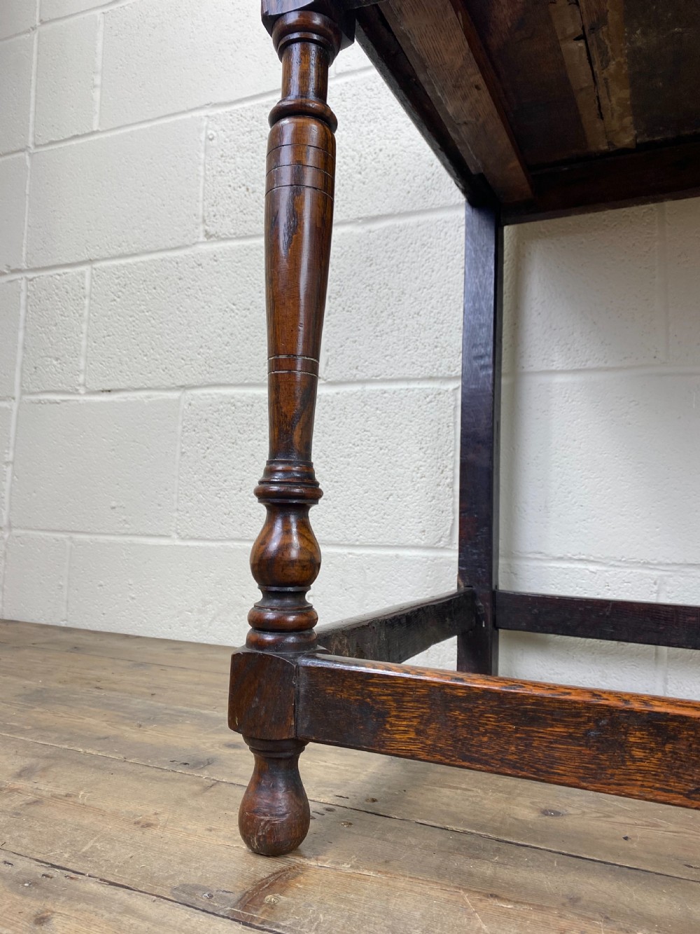 Antique Oak Two Drawer Side Table View IV