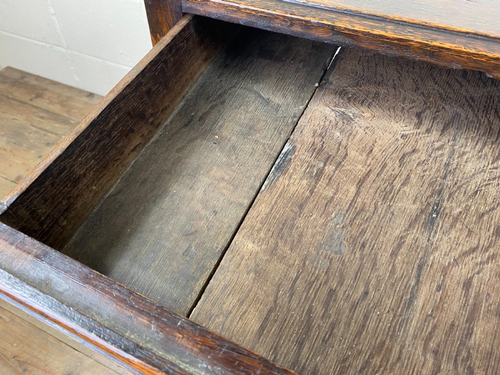 Antique Oak Two Drawer Side Table View VI