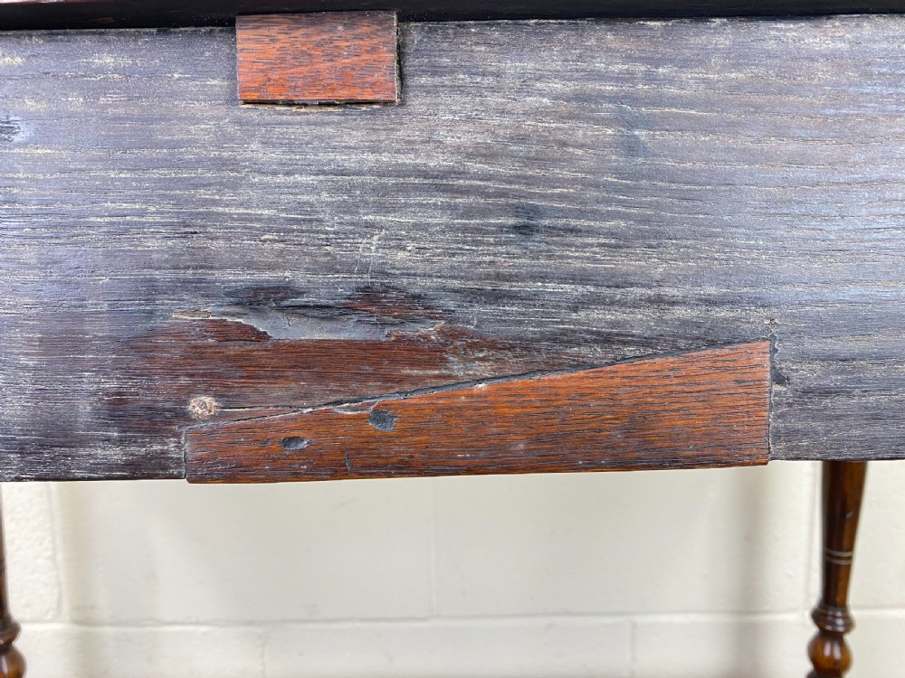 Antique Oak Two Drawer Side Table View XII