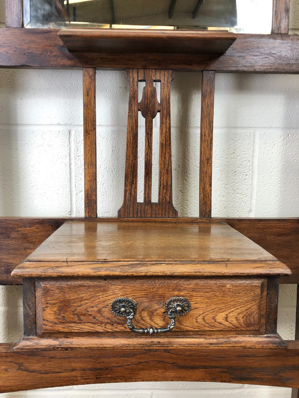 Antique Oak Hat and Coat Hall Stand  View V