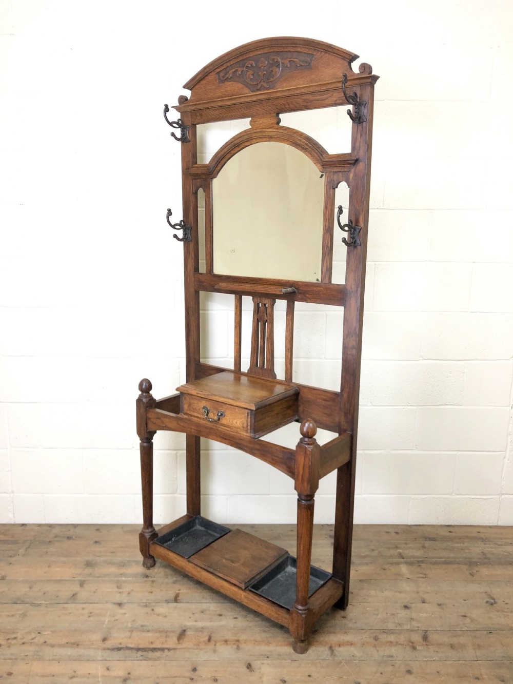 Antique Oak Hat and Coat Hall Stand  View VII