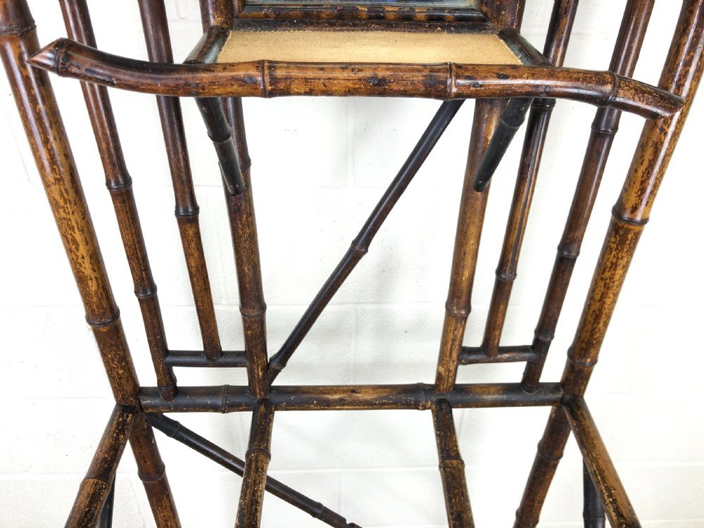 Victorian Antique Bamboo Mirrored Hall Stand View IV