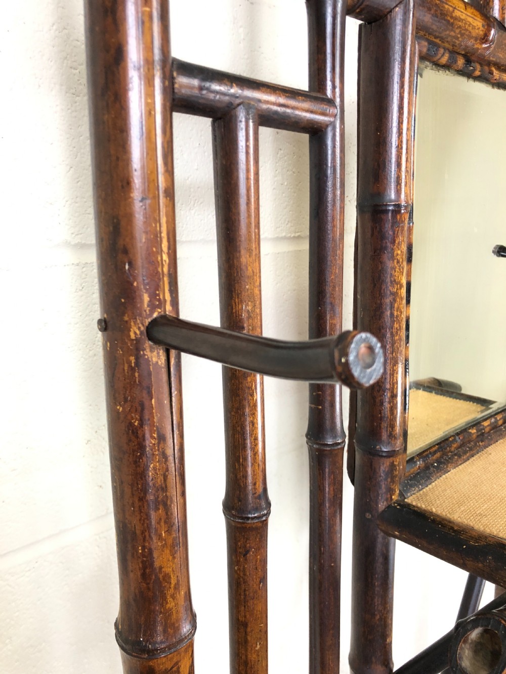 Victorian Antique Bamboo Mirrored Hall Stand View V