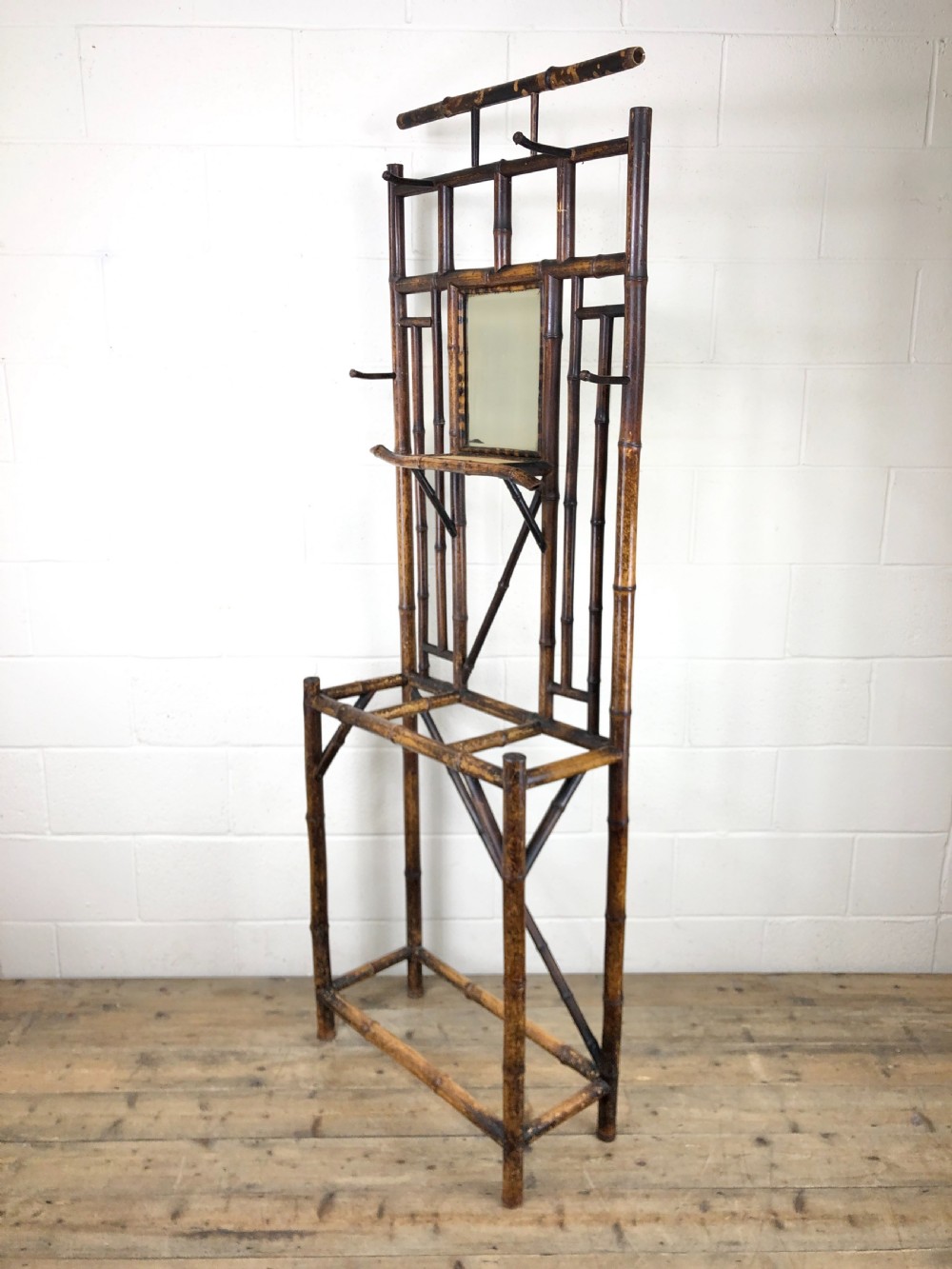 Victorian Antique Bamboo Mirrored Hall Stand View VI