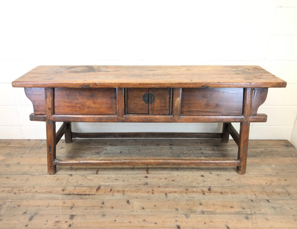 Unusual Oriental Elm Altar Sideboard