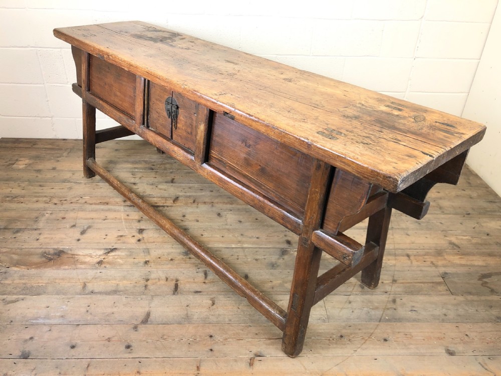 Unusual Oriental Elm Altar Sideboard View XIV