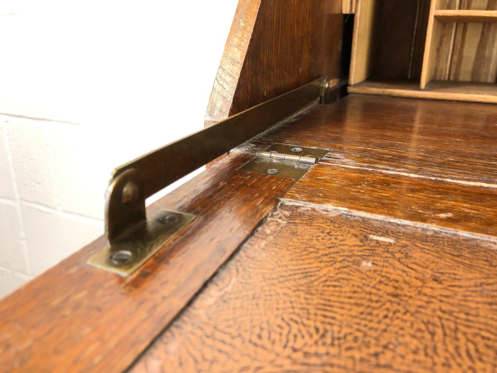 Antique Oak Glazed Bookcase Bureau View VI