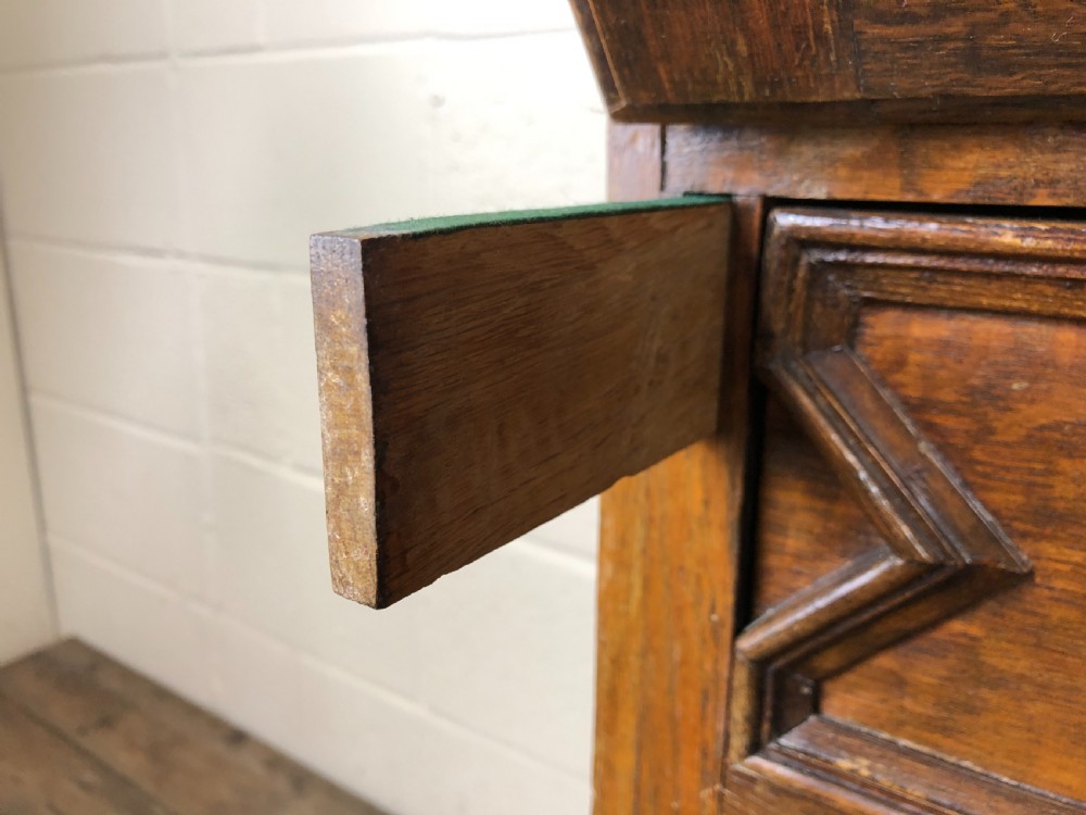 Antique Oak Glazed Bookcase Bureau View VII