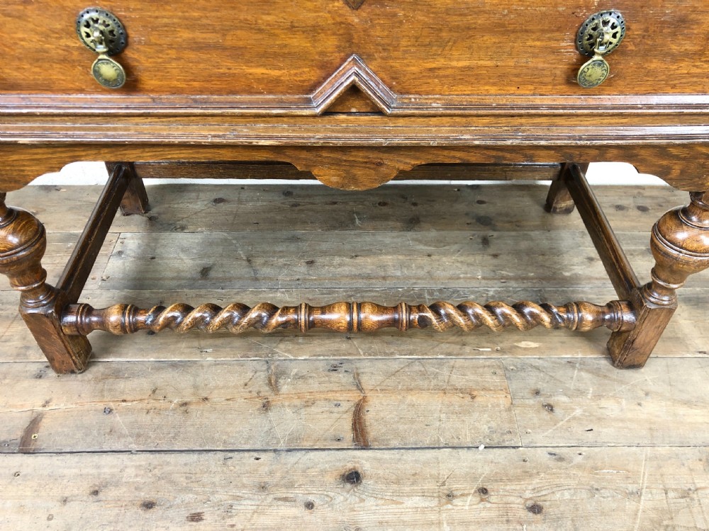 Antique Oak Glazed Bookcase Bureau View XI