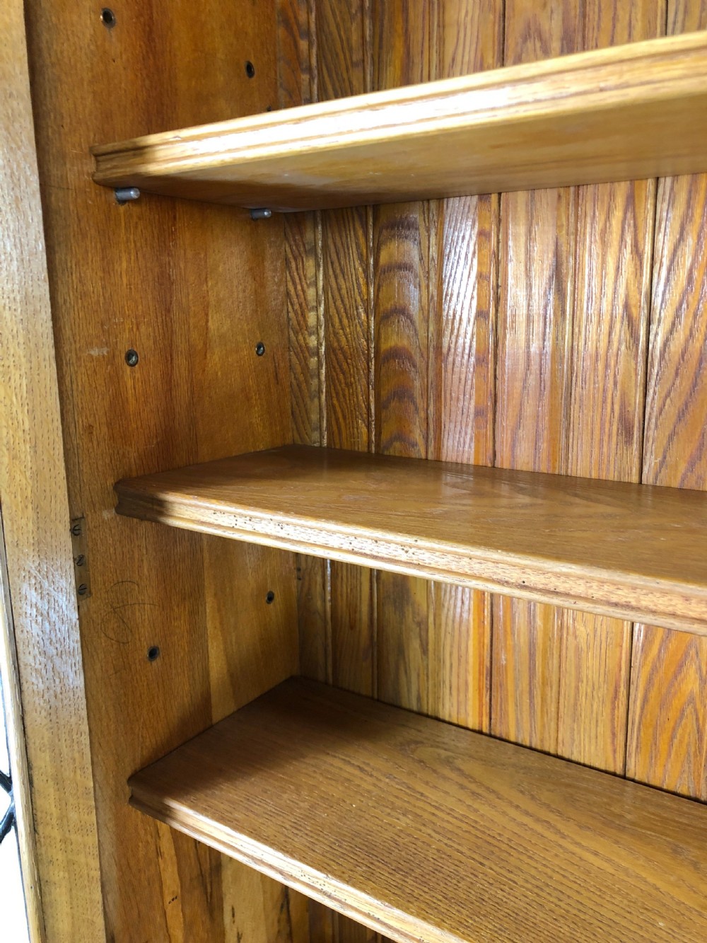 Antique Oak Glazed Bookcase Bureau View XIII