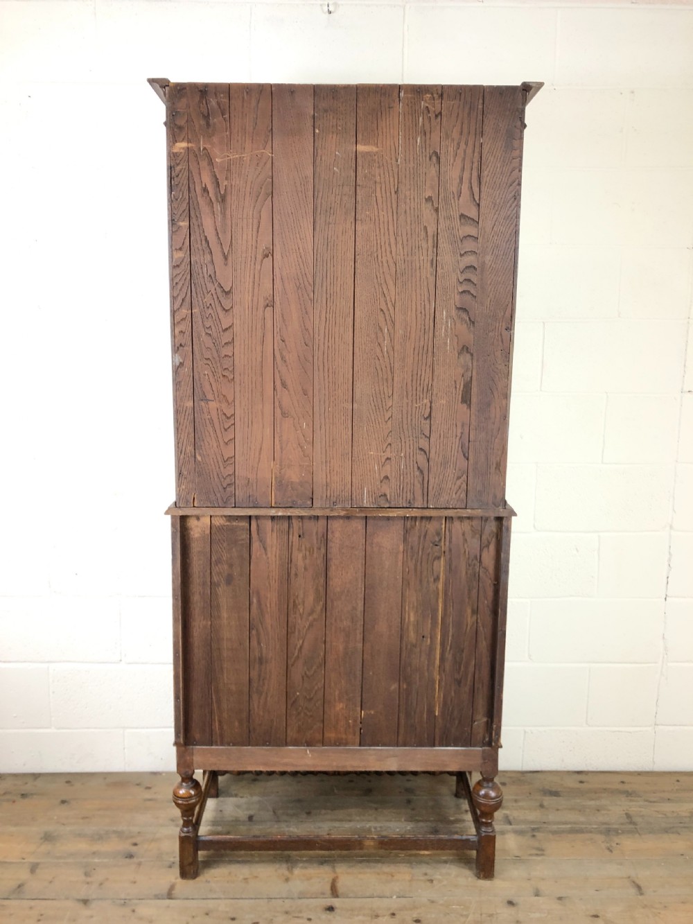 Antique Oak Glazed Bookcase Bureau View XVI