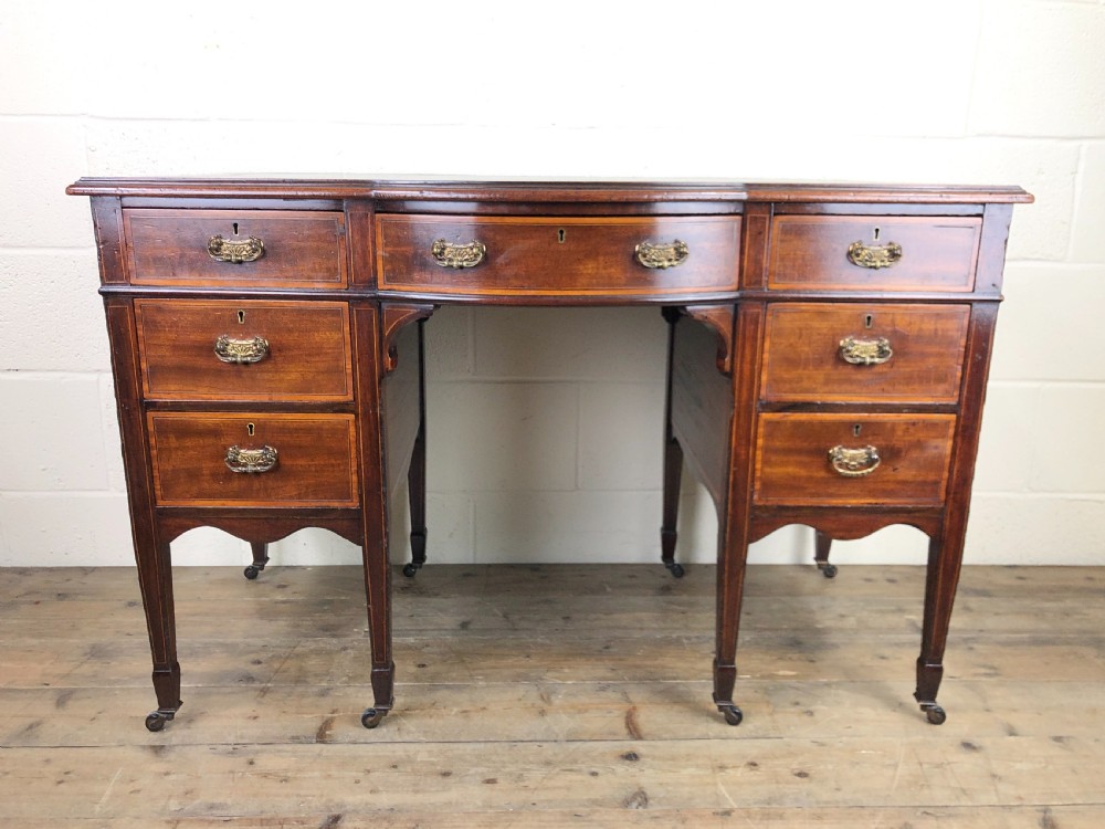 Edwardian Inlaid Mahogany Desk with Leather Top