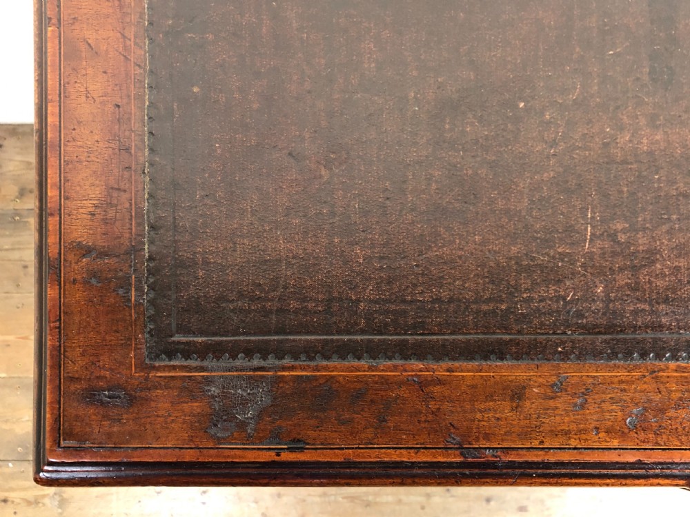Edwardian Inlaid Mahogany Desk with Leather Top View IV