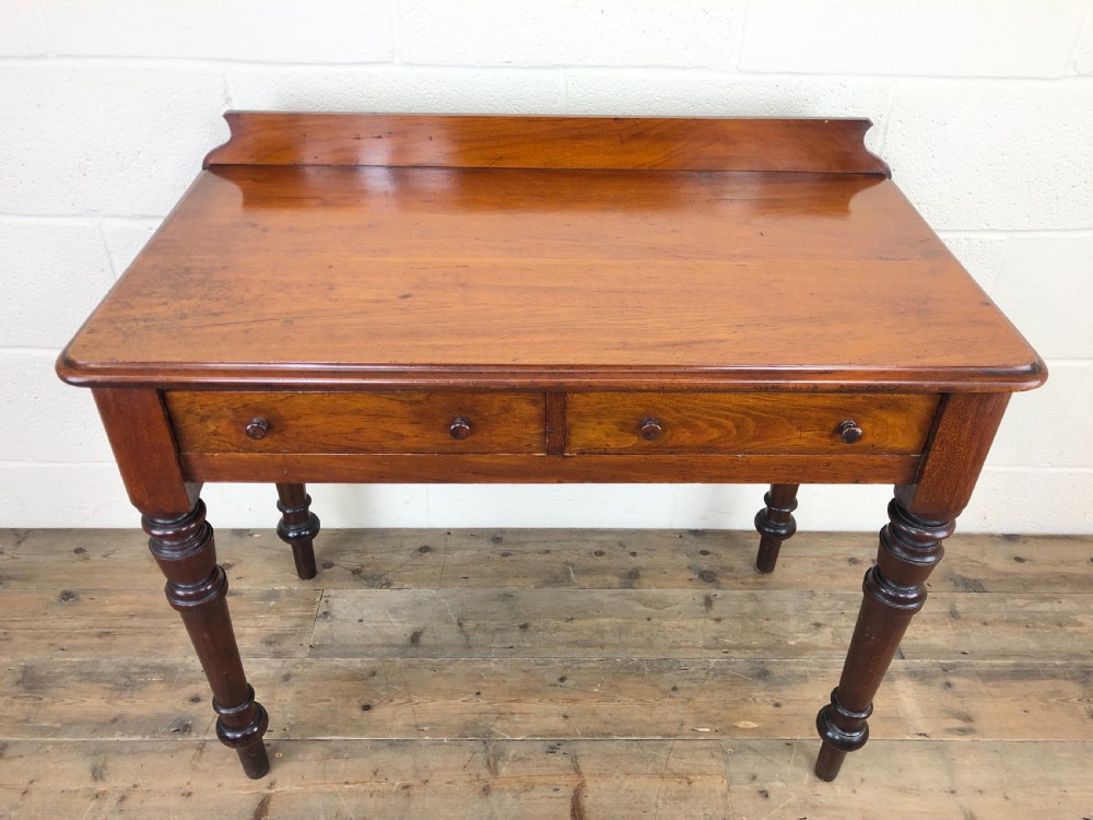 Antique Victorian Mahogany Two Drawer Side Table View IV