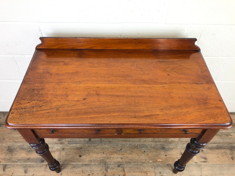 Antique Victorian Mahogany Two Drawer Side Table View V