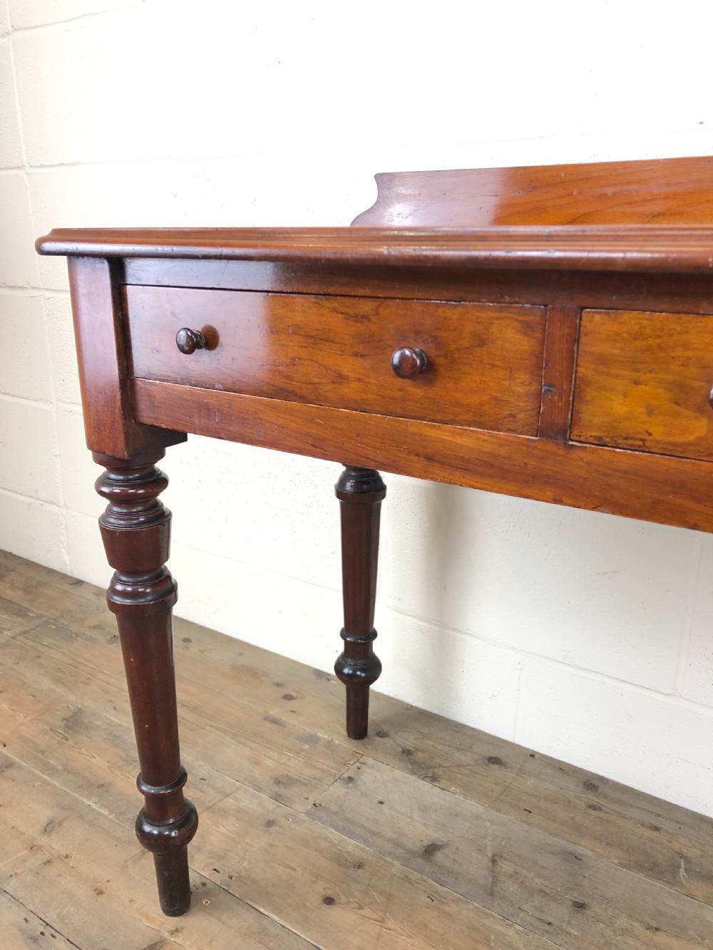 Antique Victorian Mahogany Two Drawer Side Table View VII