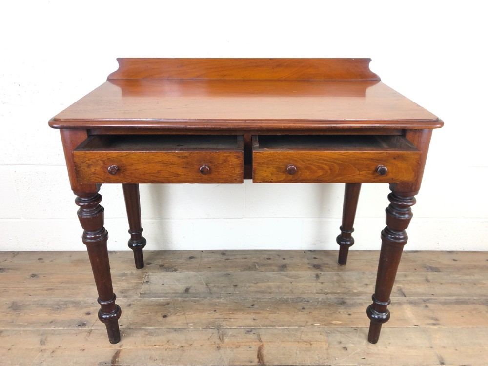 Antique Victorian Mahogany Two Drawer Side Table View VIII