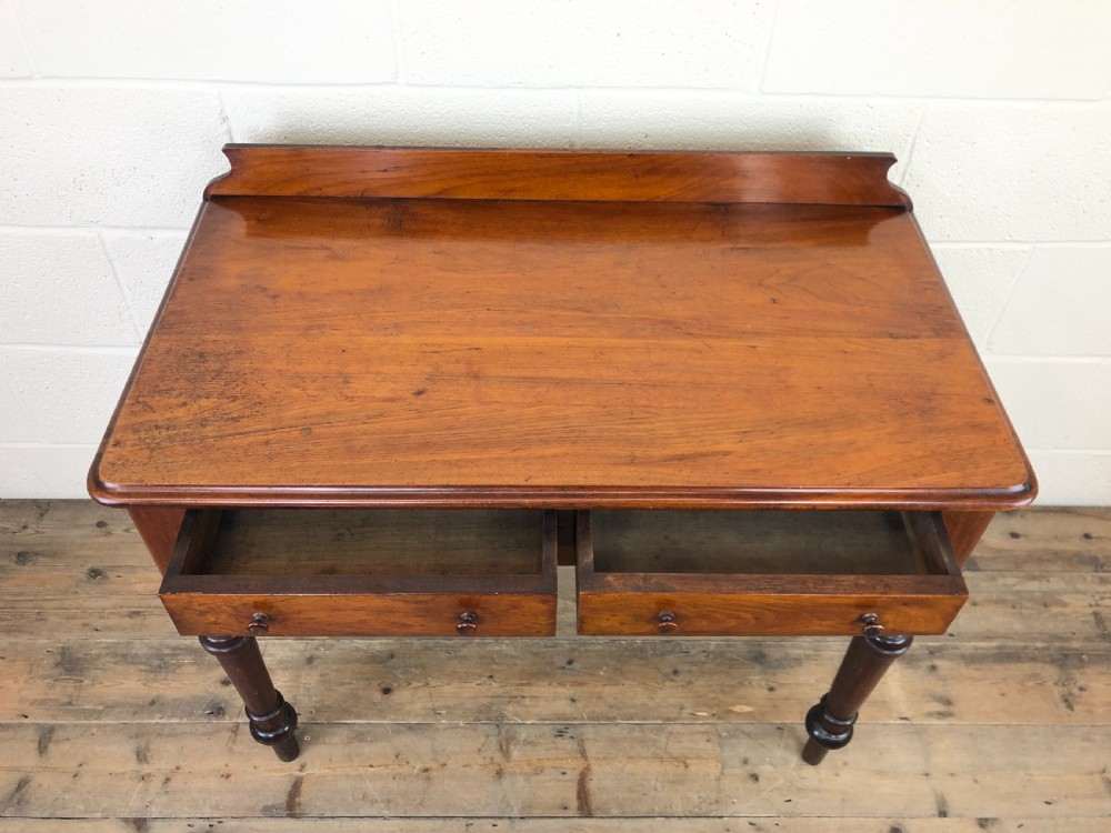 Antique Victorian Mahogany Two Drawer Side Table View IX